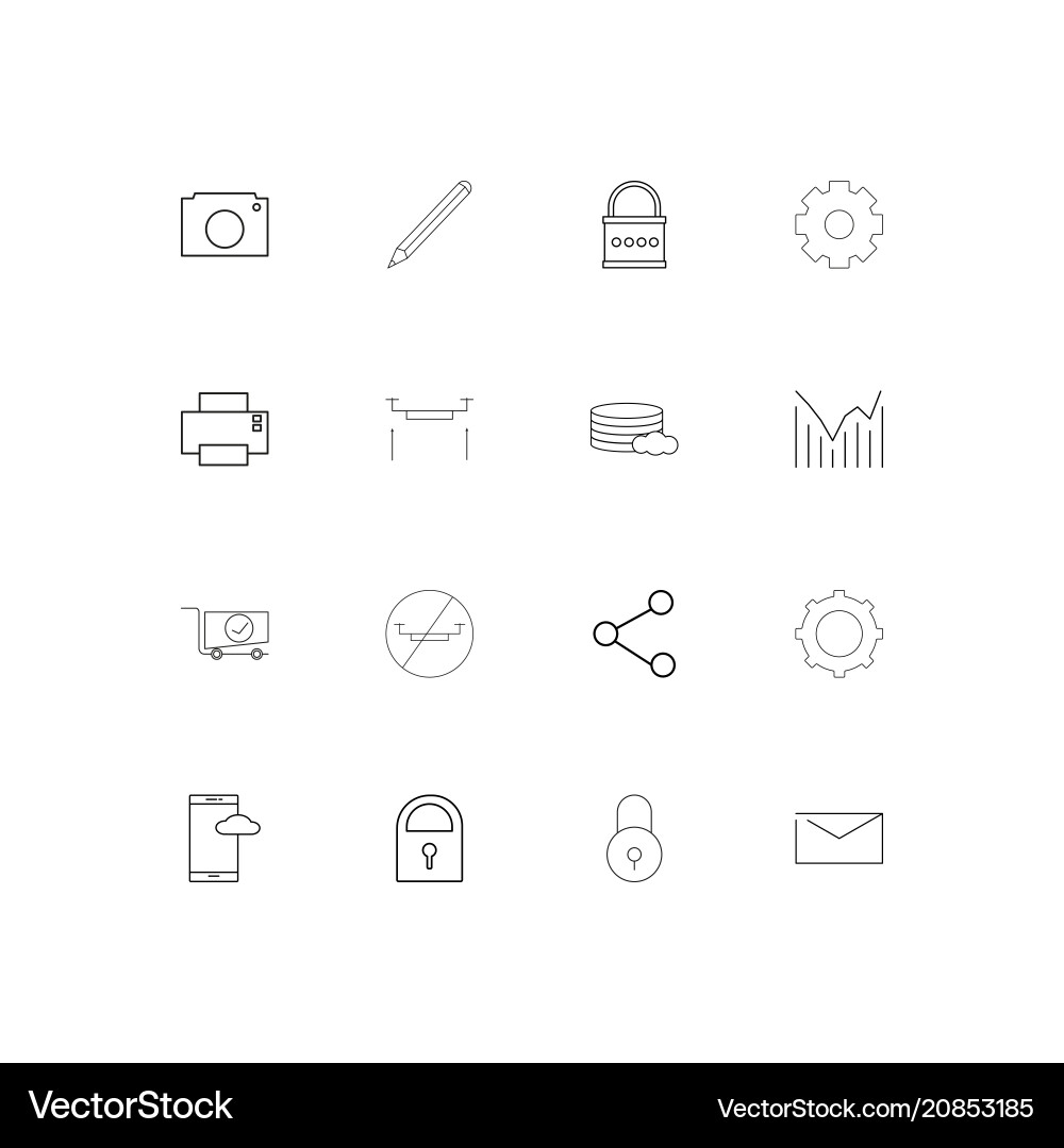 Devices linear thin icons set outlined simple vector image