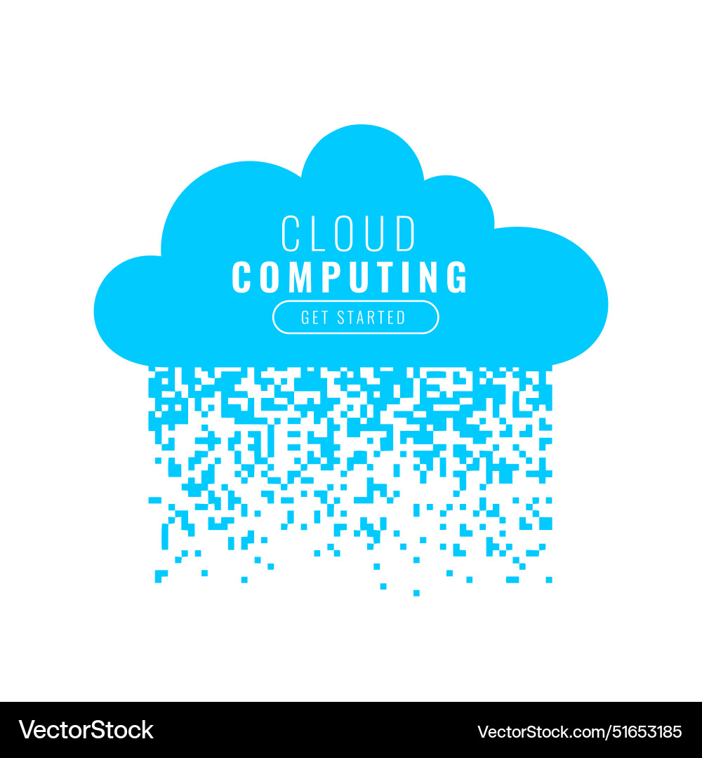 Digital tech cloud computing background in pixel Digital tech cloud computing background in pixel vector image