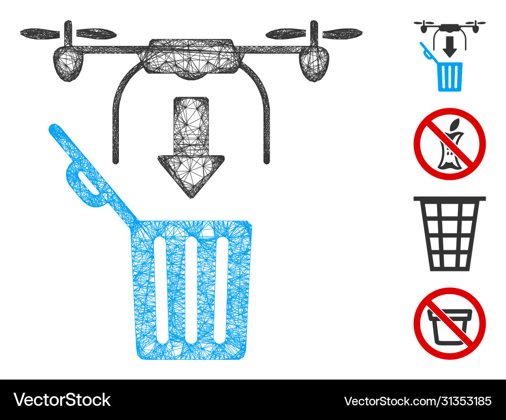 Drone drop trash web mesh Drone drop trash web mesh vector image
