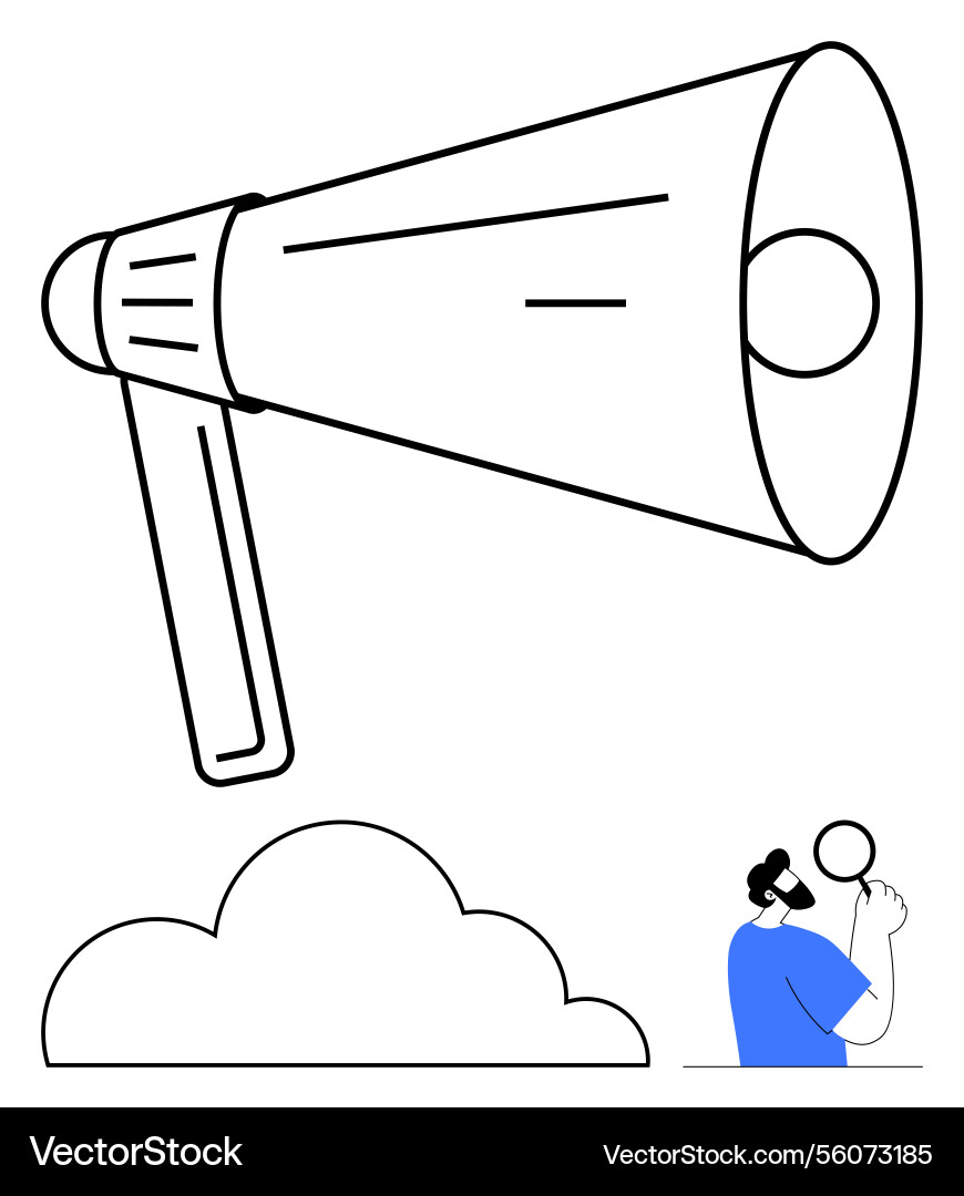 Giant megaphone amplifying ideas with a person Giant megaphone amplifying ideas with a person vector image