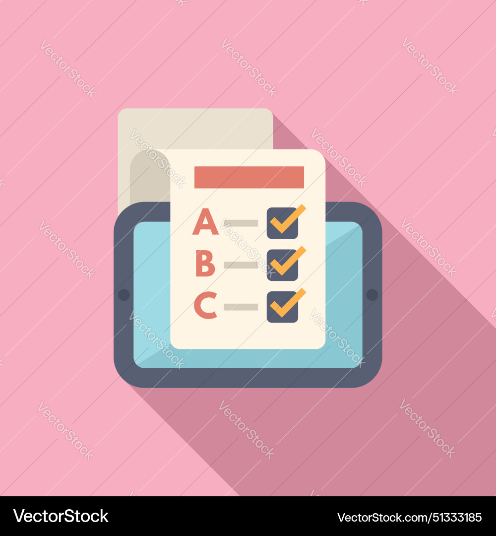 Graphic of a digital tablet displaying checked Vector Image