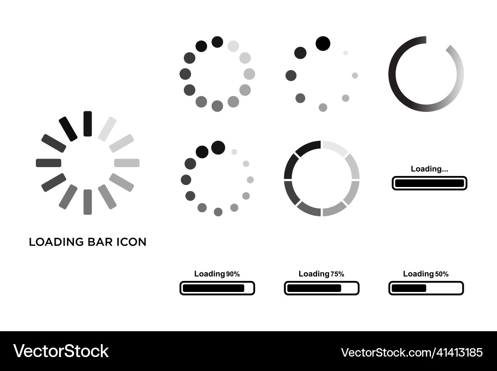 Loading bar icon set design template in white vector image