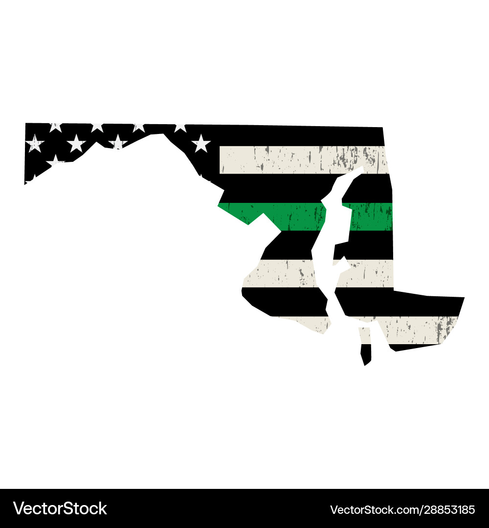 Maryland Thin Green Line Flag Vector Image