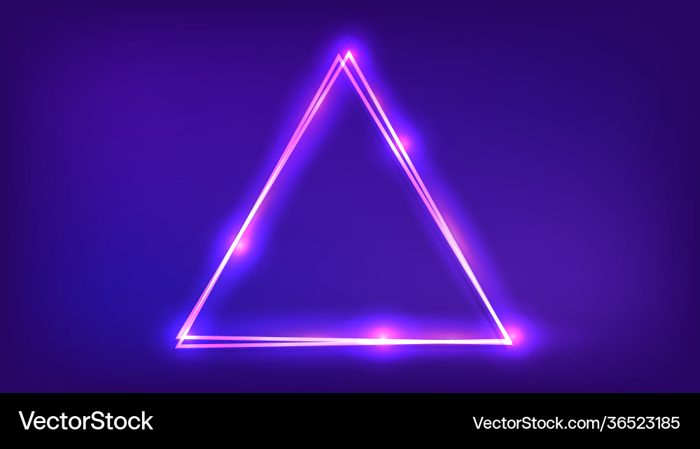 Neon double triangular frame with shining effects Neon double triangular frame with shining effects vector image