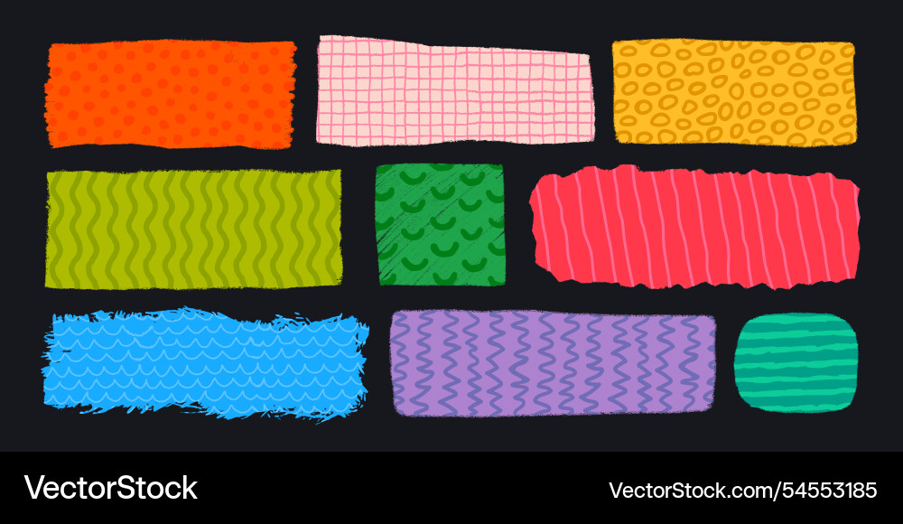 Rectangle shape set with rough torn edges grunge Rectangle shape set with rough torn edges grunge Vector Image