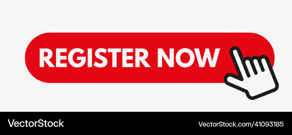 Register now icon with cursor arrow and button vector image