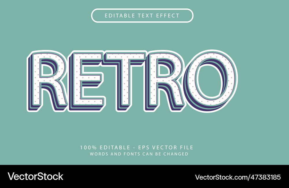 Retro color 3d text effect and editable vector image