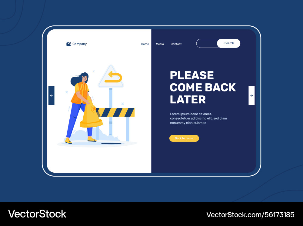 Return sign error message website on landing page vector image