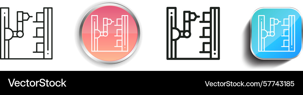 Robot arm icon thin linear regular and button Robot arm icon thin linear regular and button vector image
