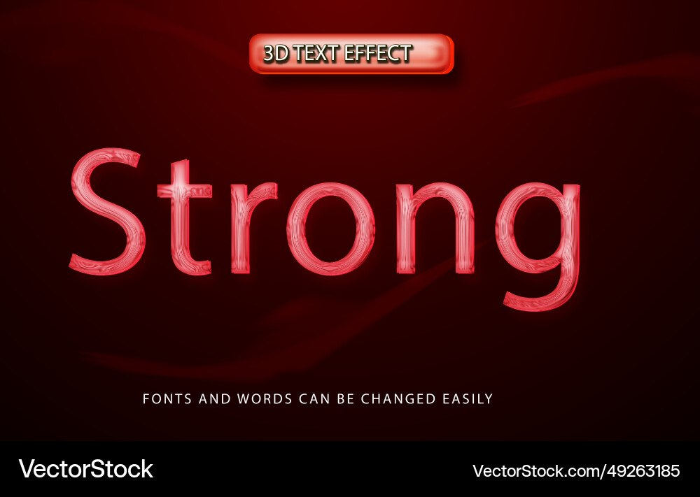 Strong red 3d editable text effect style Vector Image