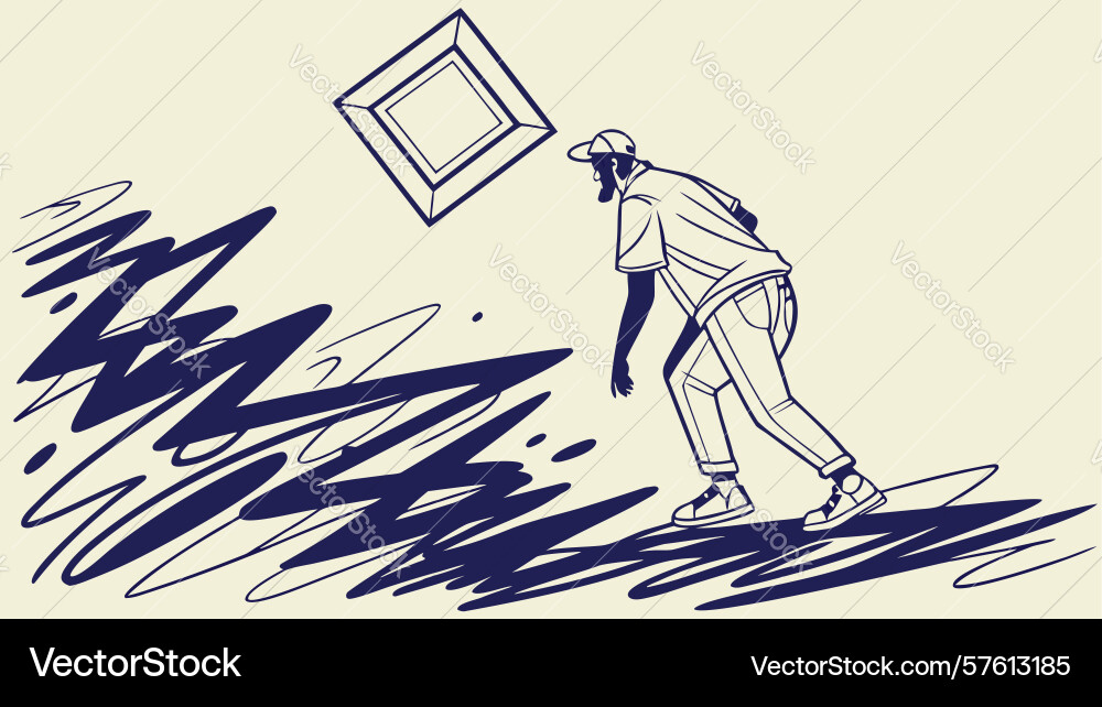 Stylized runner in motion with dynamic lines vector image