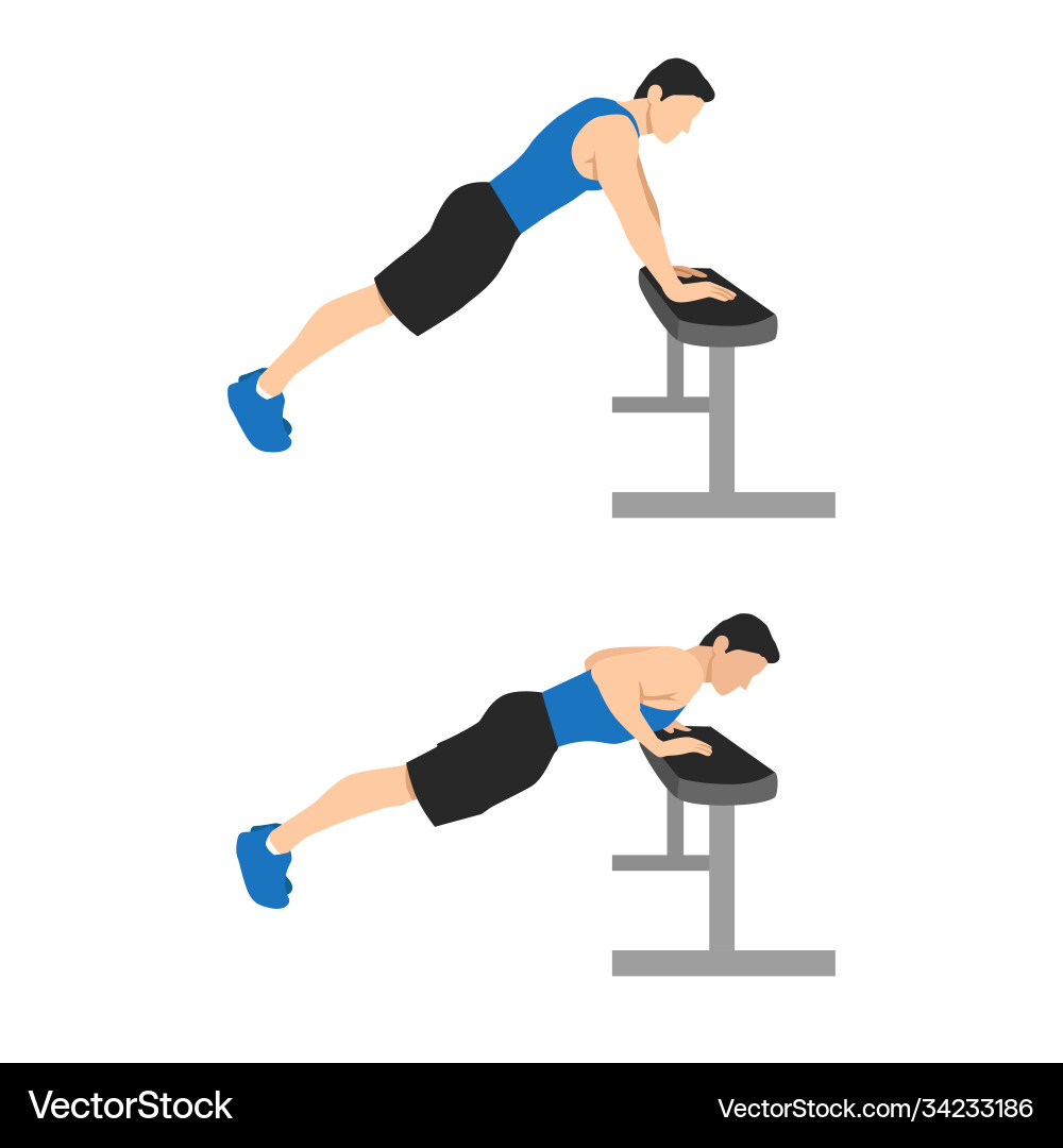 Chest exercises incline push up flat design Chest exercises incline push up flat design vector image