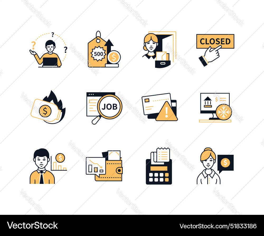 Difficulties with finances and work - line design Vector Image