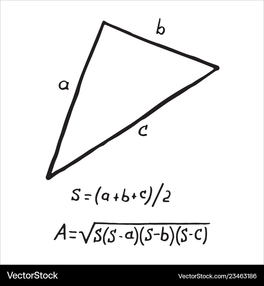 Hand drawn triangle using sides area sketch Vector Image