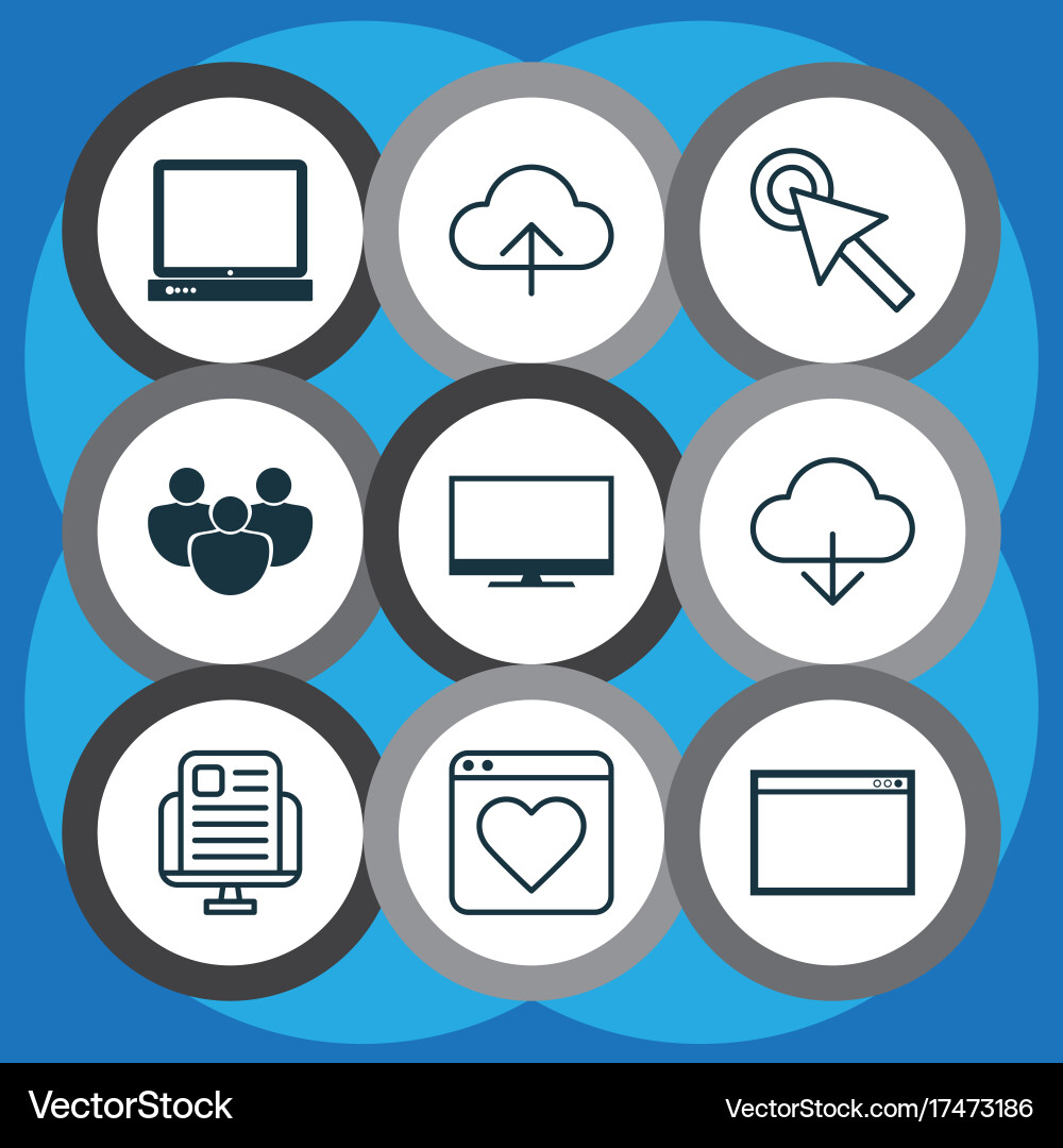 Internet icons set collection of cursor followed vector image