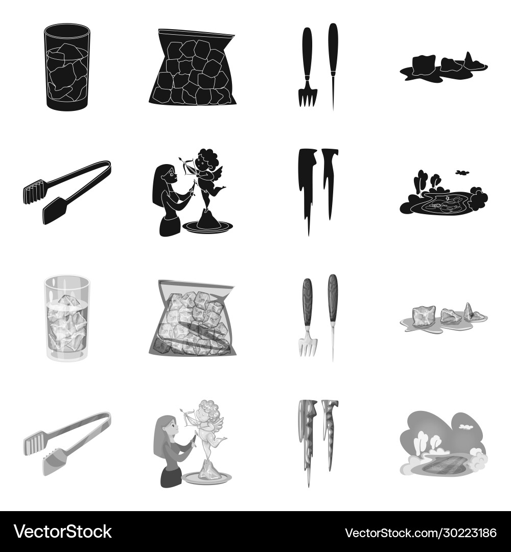 Isolated object texture and frozen logo set Isolated object texture and frozen logo set vector image