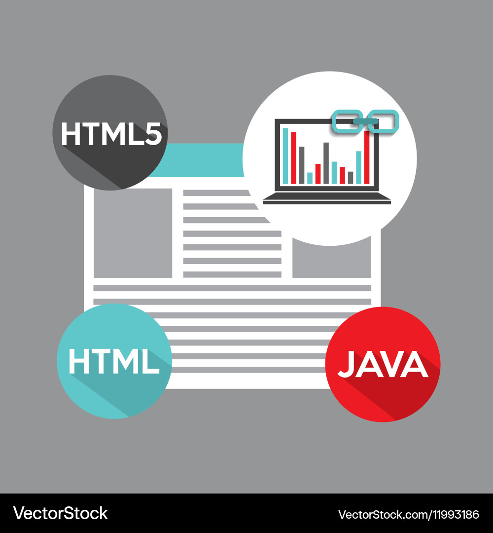 Laptop graphs language code link web Vector Image