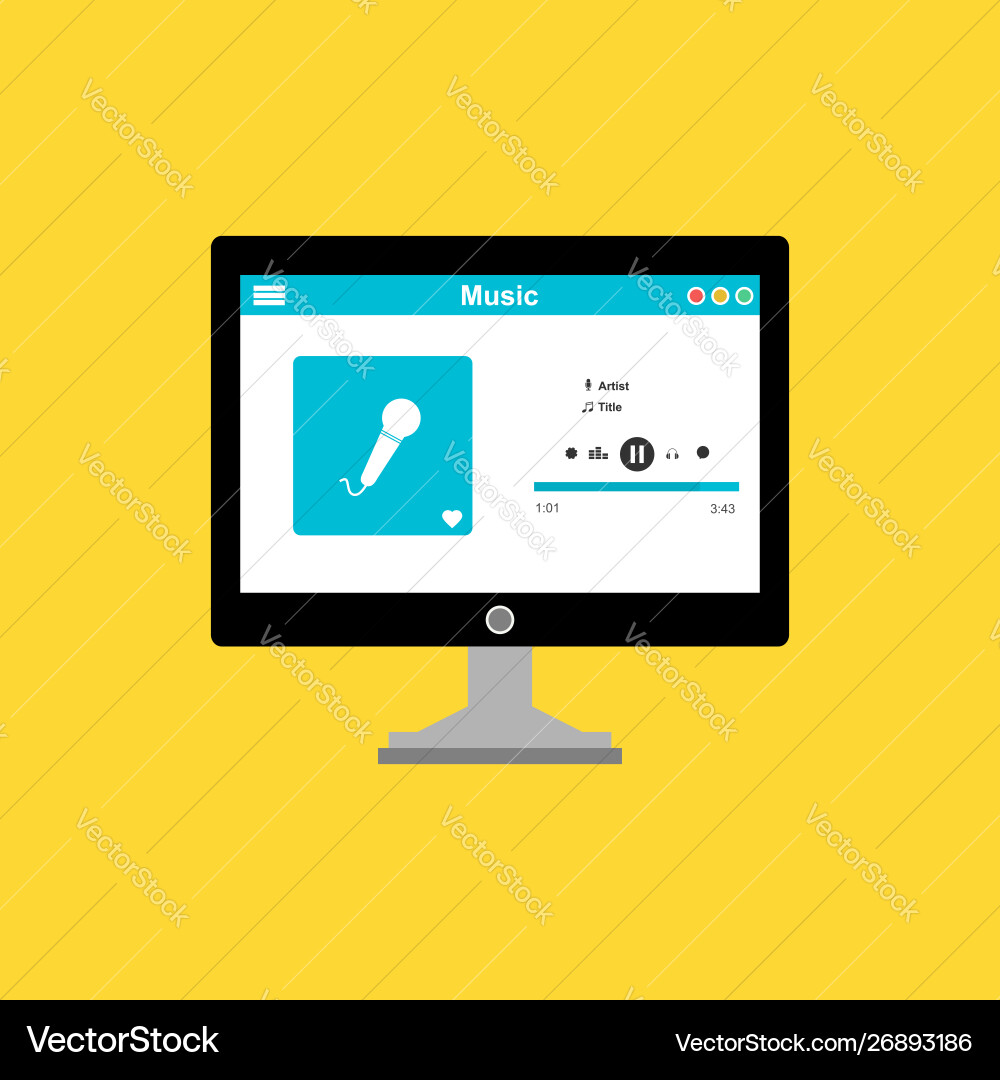 Media player application app template with flat Media player application app template with flat vector image