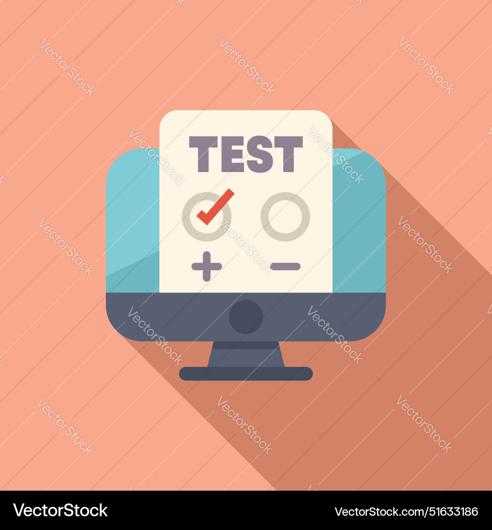 Online test showing on computer screen Vector Image