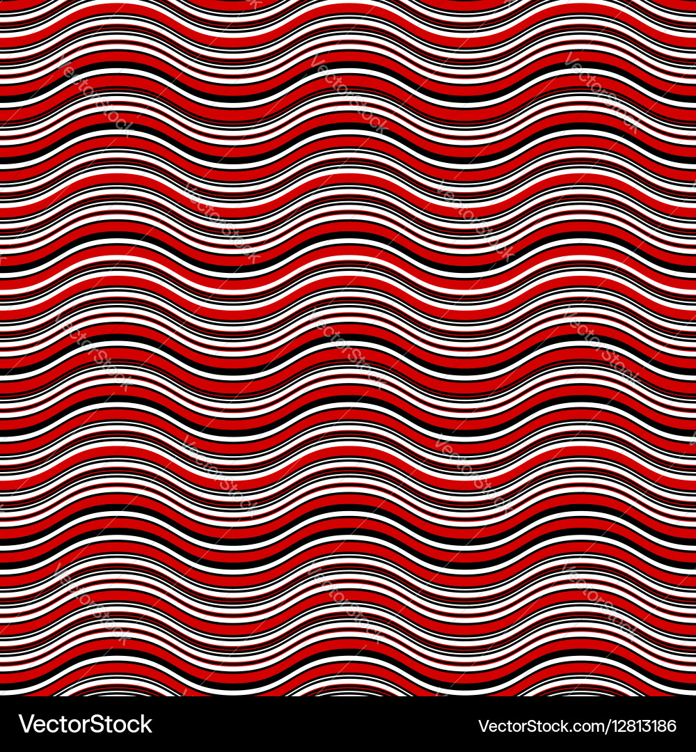 Red abstract waves seamless pattern vector image