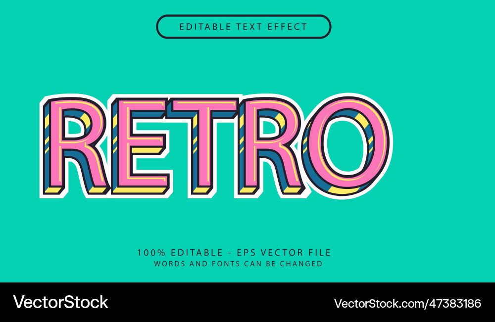 Retro 3D Text Effect - Editable Vector Image