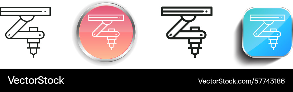 Robot arm icon thin linear regular and button Robot arm icon thin linear regular and button vector image