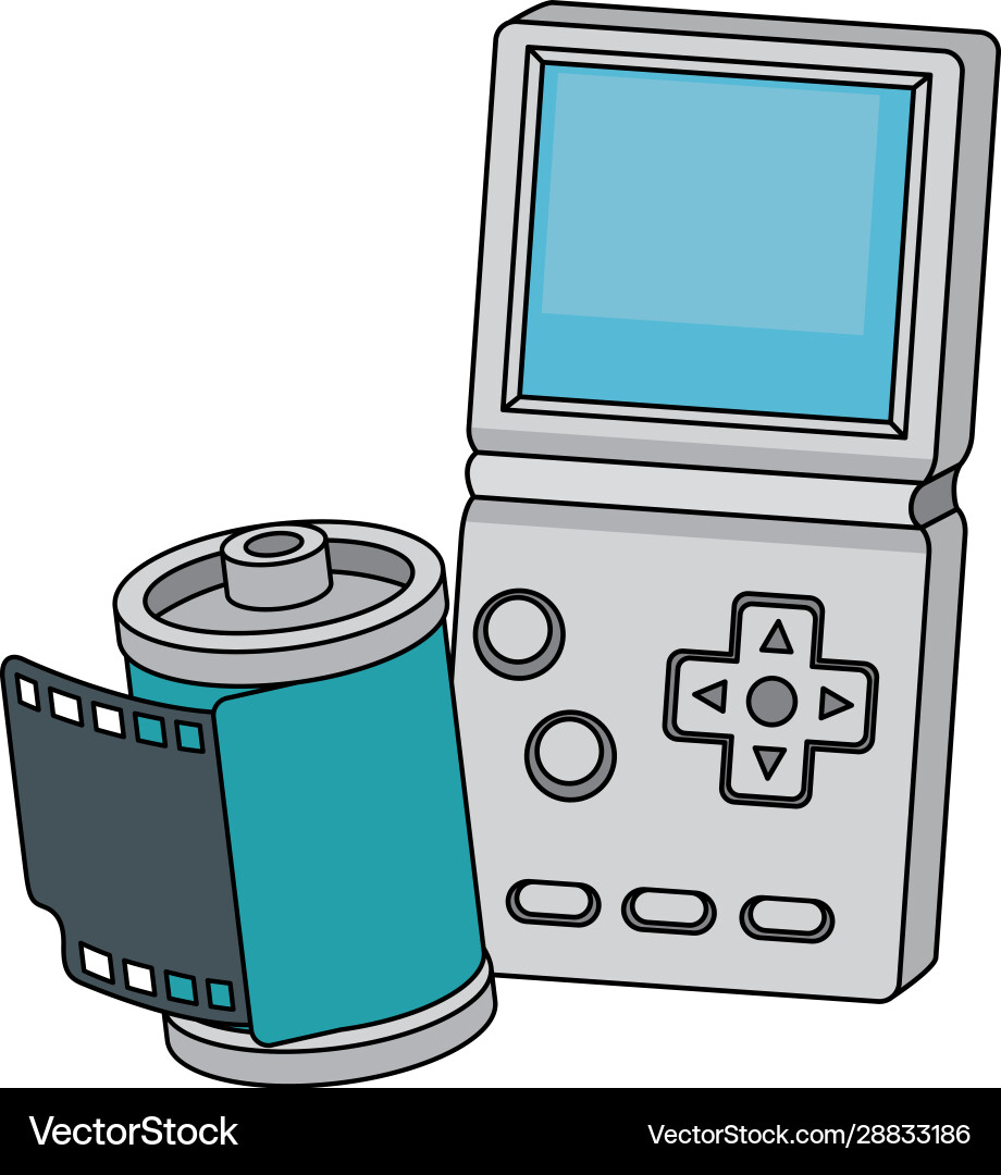 Roll camera with video game handle nineties style Roll camera with video game handle nineties style vector image