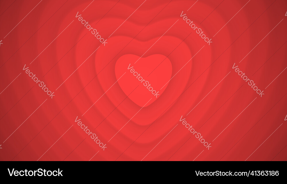 Rounded heart shape 3d layered red abstract Vector Image