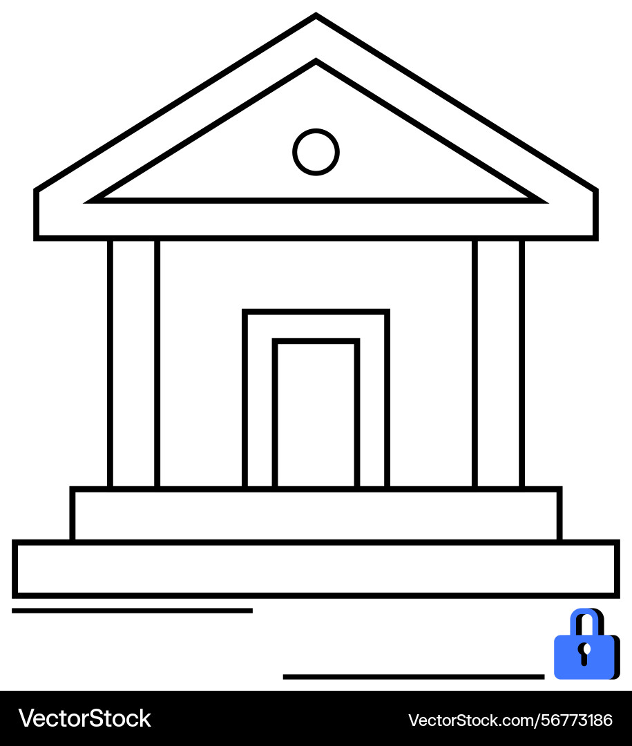 Secure bank building with lock concept Secure bank building with lock concept vector image
