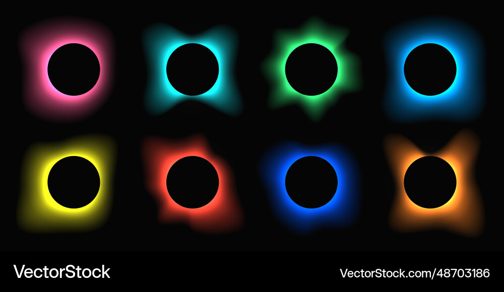 Set of circle illuminate light frames with color Set of circle illuminate light frames with color vector image