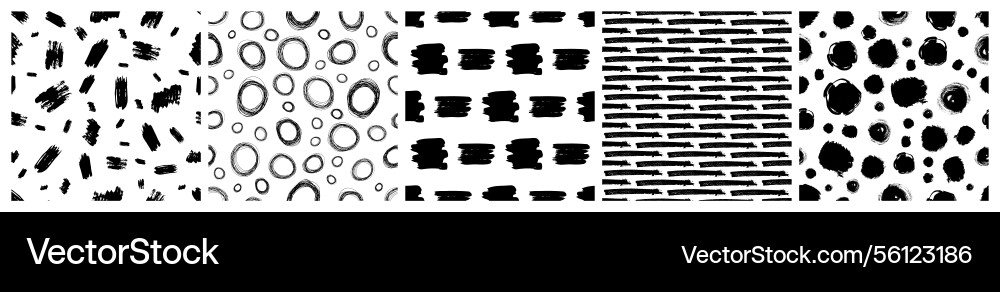 Set of seamless patterns with scribble smears Set of seamless patterns with scribble smears Vector Image