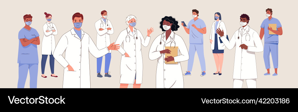 Team of doctors nurses vector image