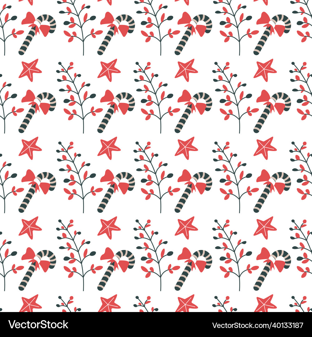 Autumn branch with dry leaves and xmas candy sweet Autumn branch with dry leaves and xmas candy sweet vector image