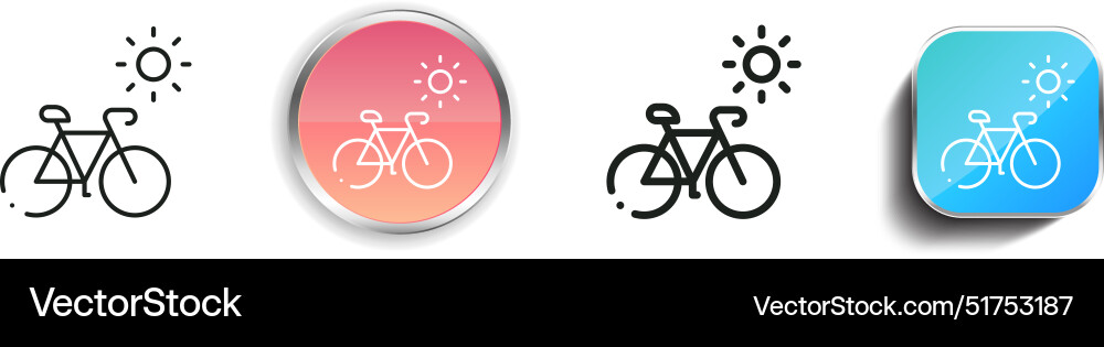 Bicycle icon thin linear regular and button style vector image