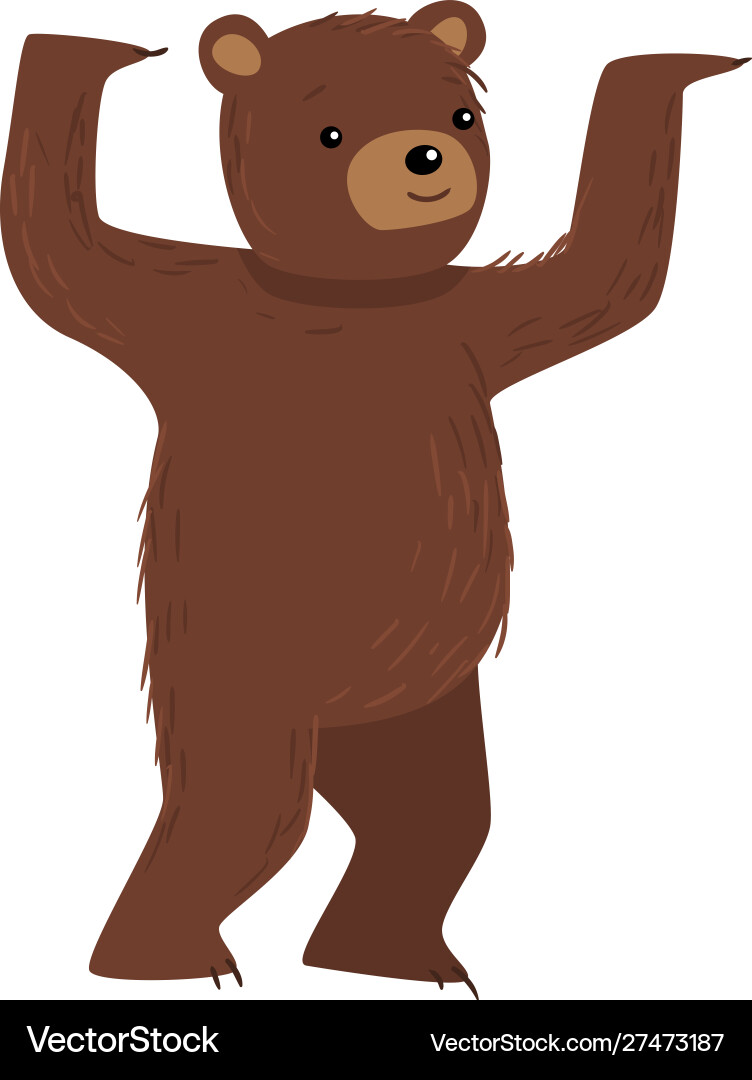 Brown teddy bear standing and dancing Vector Image