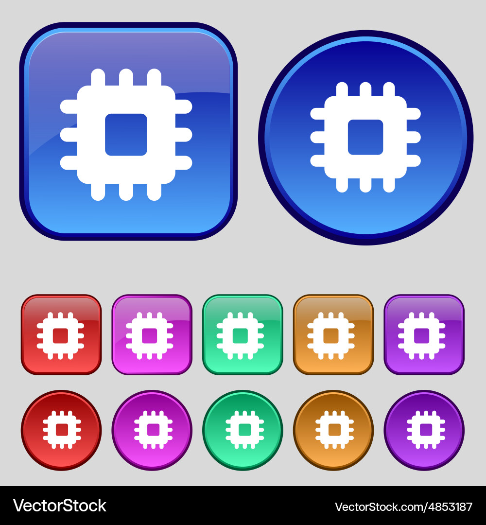 Central processing unit icon sign a set of twelve vector image