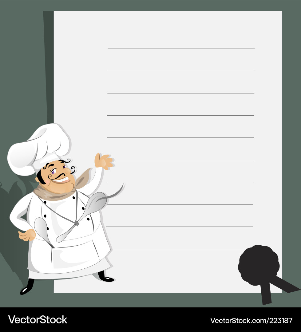 Chef with Menu and Recipe Book Vector Image
