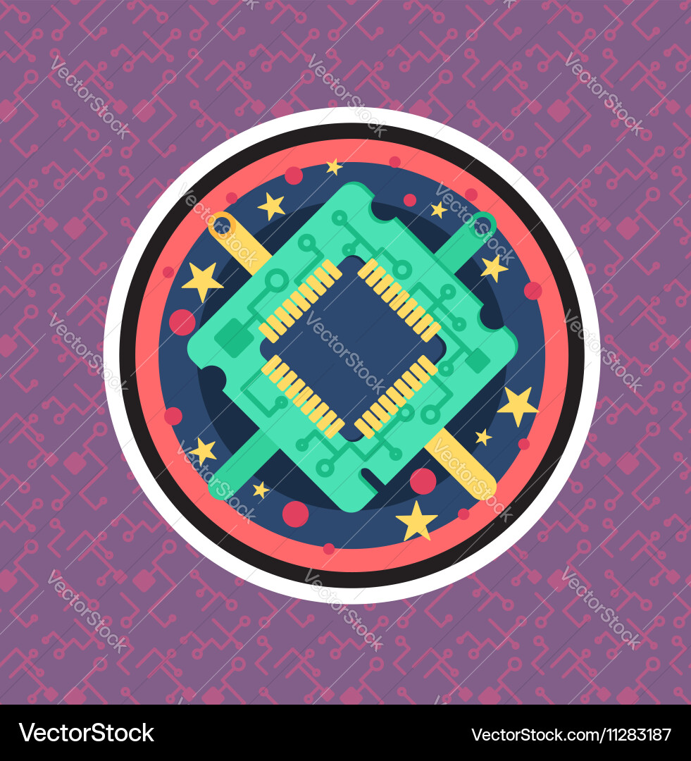 Computer processor chip vector image