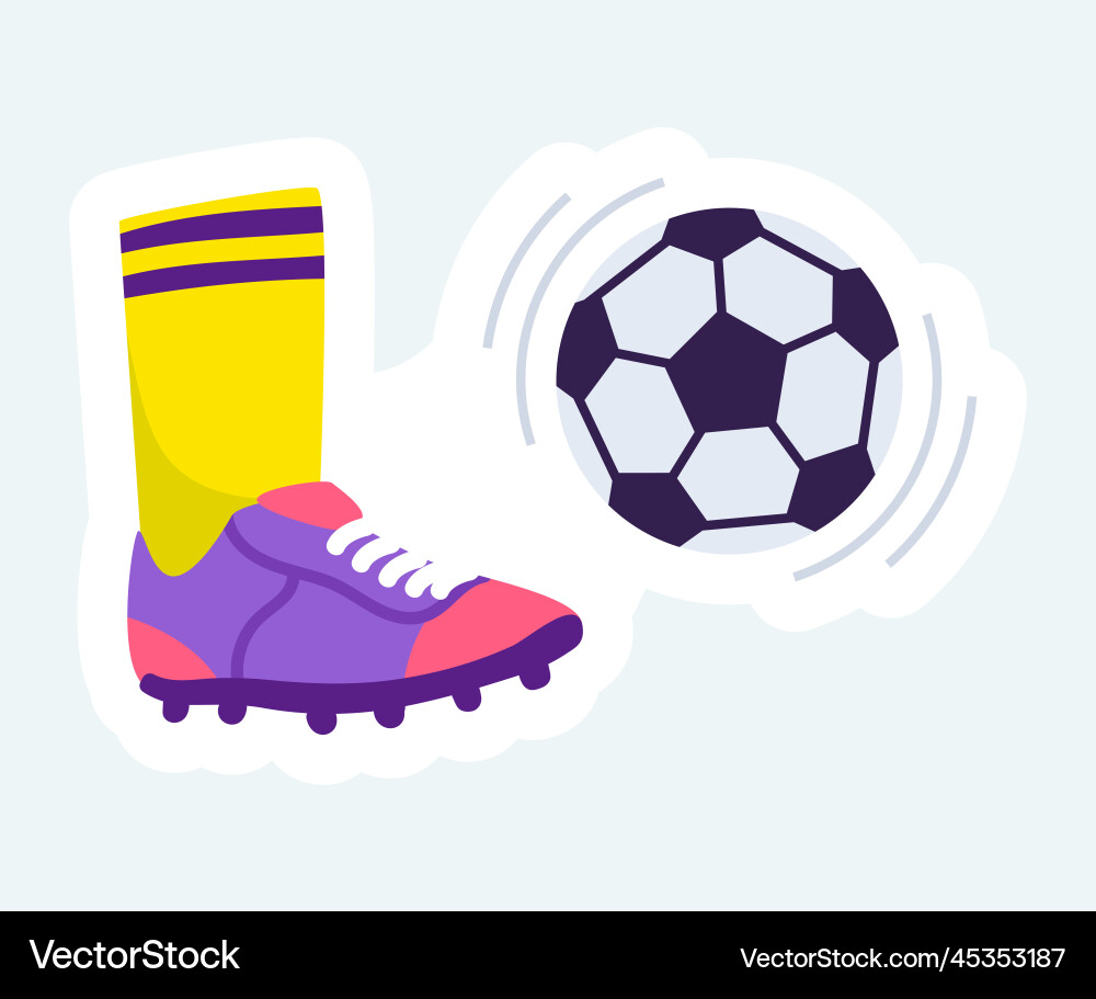 Football player foot kicking soccer ball sports Vector Image
