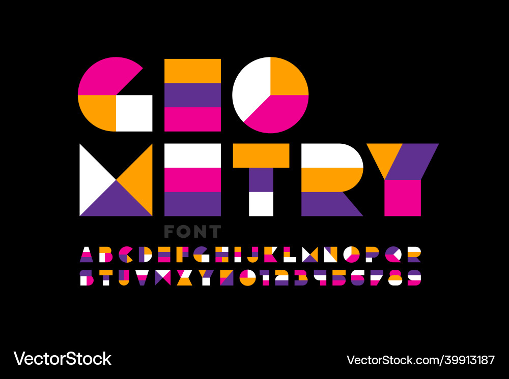 Geometry font Geometry font vector image