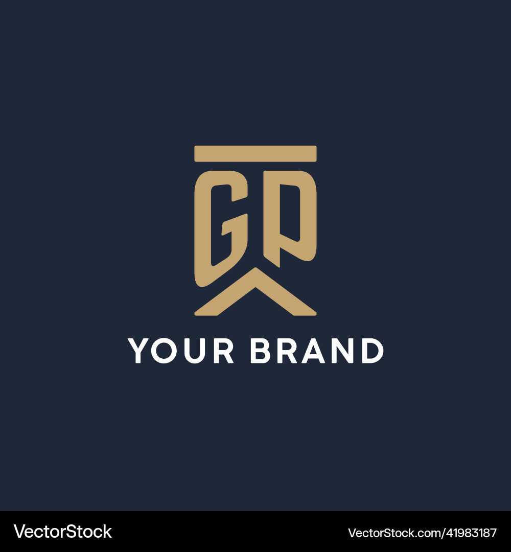 Gp initial monogram logo design in a rectangular Vector Image