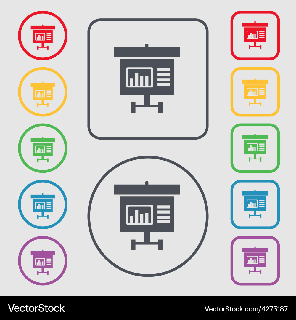 Graph icon sign symbol on the round and square vector image