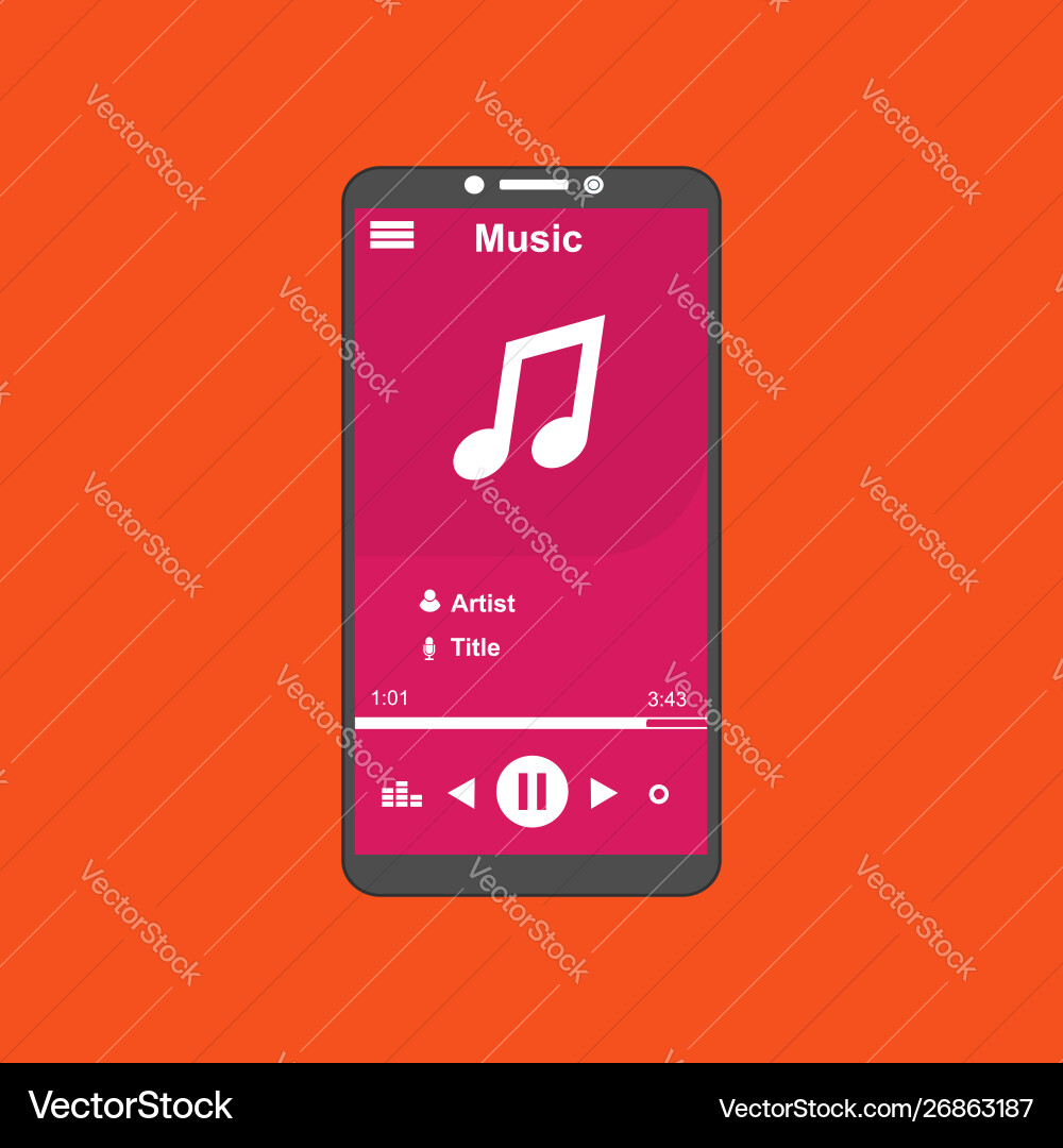 Media player application app template with flat Media player application app template with flat vector image
