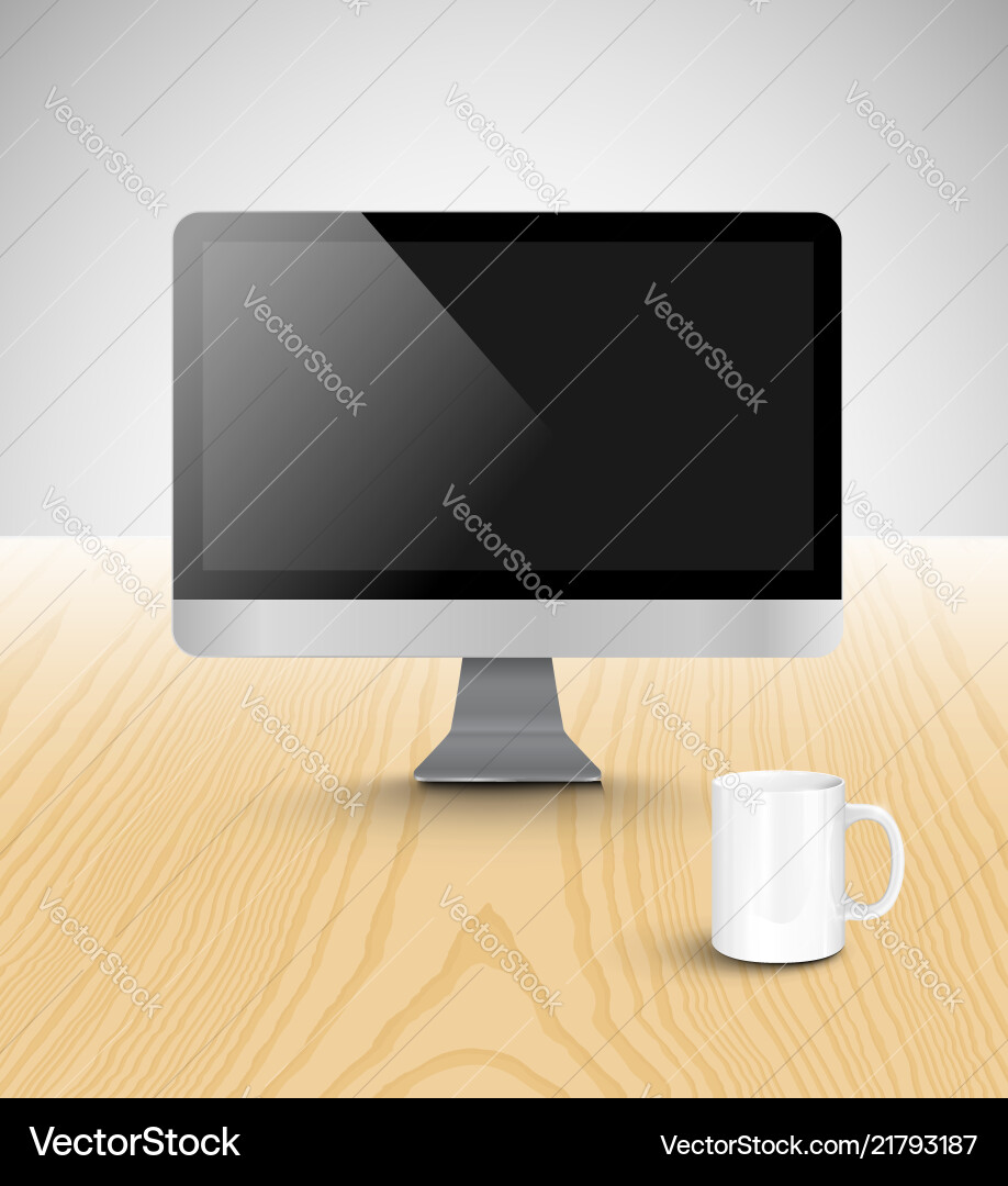 Realistic office desk with different objects Realistic office desk with different objects vector image