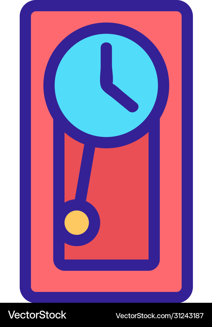 Rectangular pendulum clock device icon Rectangular pendulum clock device icon vector image