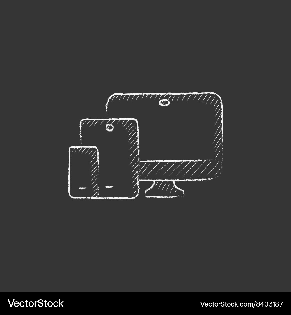 Responsive web design drawn in chalk icon vector image