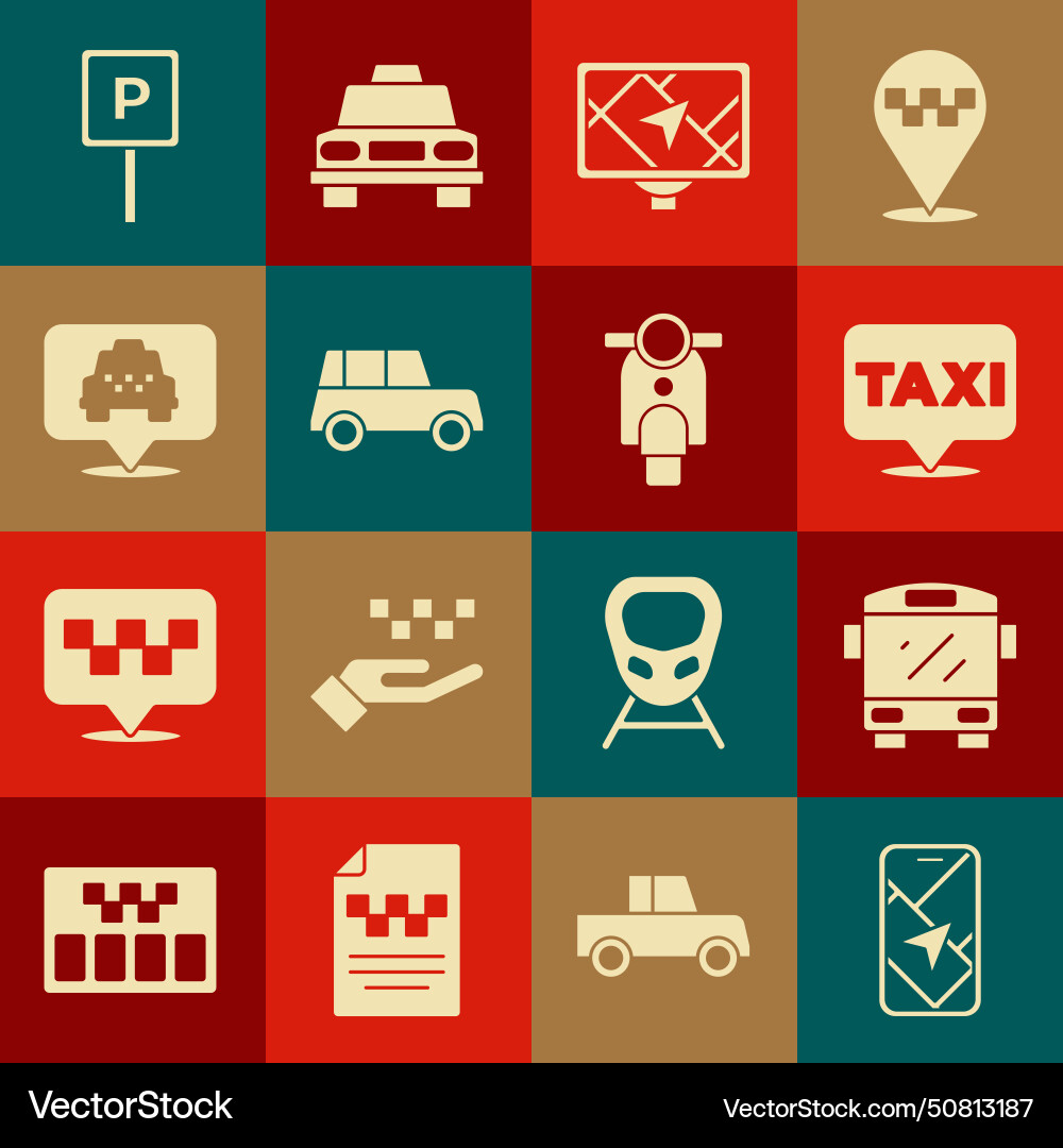 Set city map navigation bus location with taxi Set city map navigation bus location with taxi Vector Image