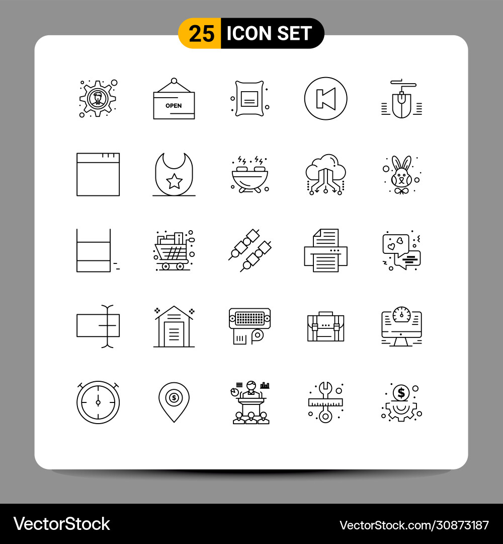 User interface pack 25 basic lines app Vector Image