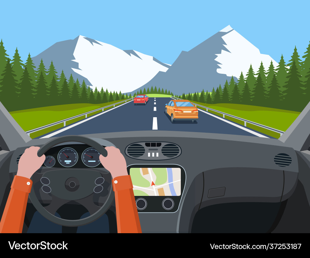Vehicle salon inside car driver Vehicle salon inside car driver vector image