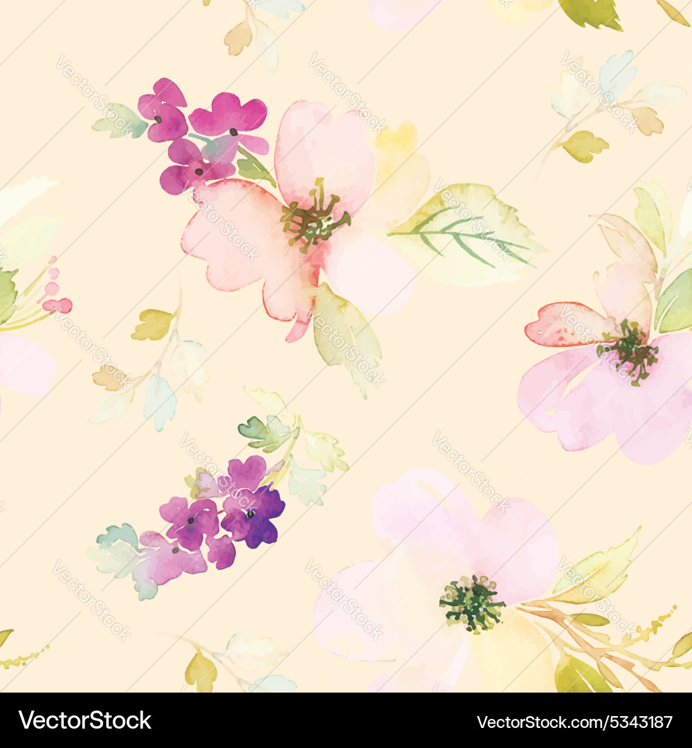 Watercolor Floral Pattern Vector Image